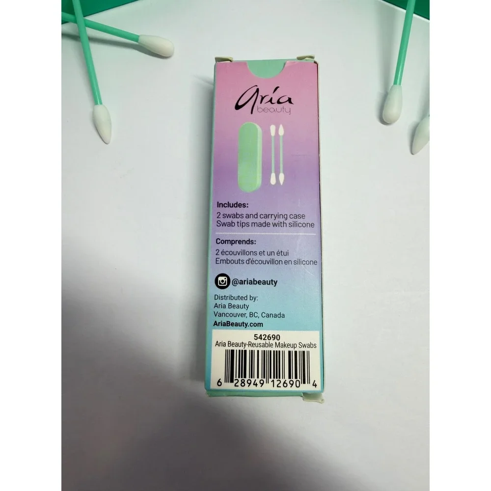 Two Sets of Aria Beauty‎ Reusable Makeup Swabs with Cases and Silicone Tips